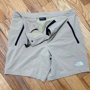 The North Face Beige Hiking Shorts with Black Zippers
